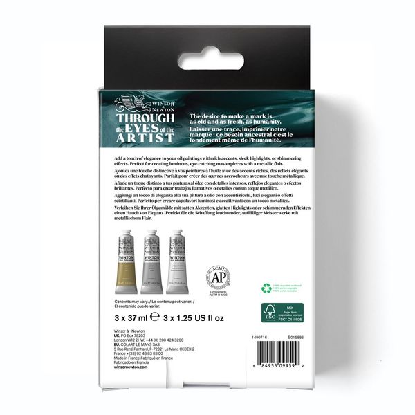 W&N WINTON OIL COLOUR 3X37ML TUBES METALLIC SET