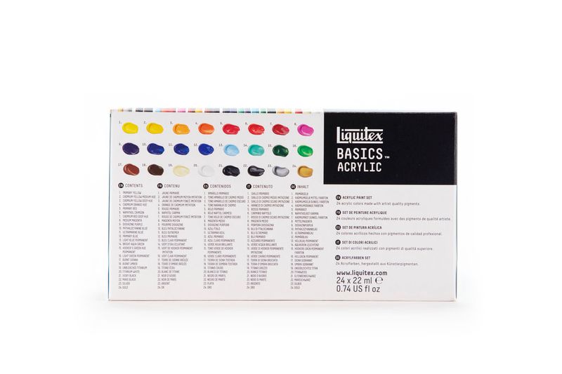 LIQUITEX BASICS ACRYLIC COLOUR SET 24X22ML