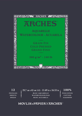 ARCHES Aquarelle CP 29,7x42 cm 300G NAWH Pad 12 SH