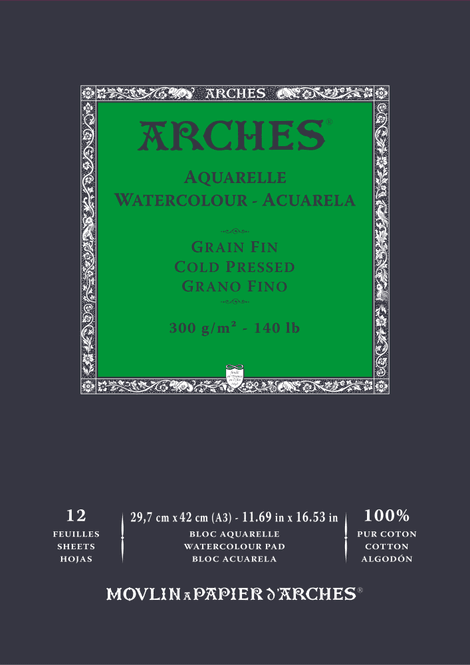 Hovedbilde ARCHES Aquarelle CP 29,7x42 cm 300G NAWH Pad 12 ...