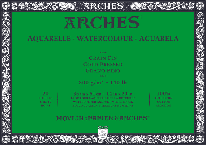Hovedbilde ARCHES Aquarelle CP 36x51 cm 300G NAWH Block 20 ...
