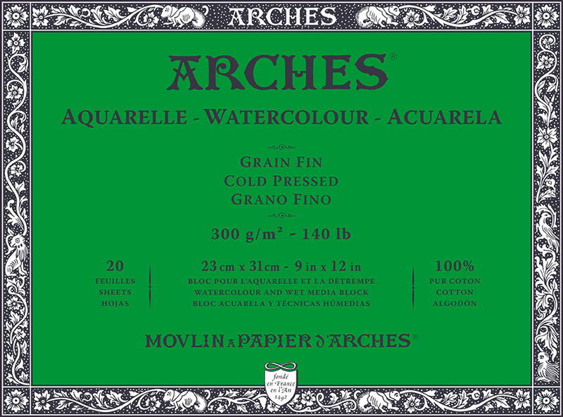ARCHES Aquarelle CP 23x31 cm 300G NAWH Block 20 SH