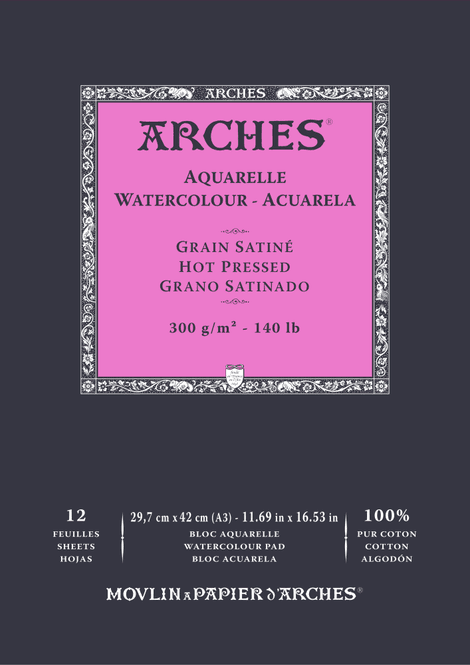 Hovedbilde ARCHES Aquarelle HP 29,7x42 cm 300G NAWH Pad 12 ...