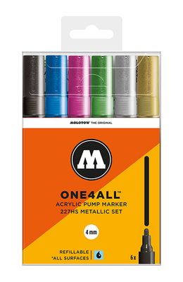 Acrylic marker One4All 227HS 4mm Wallet Metallic-Set 6 pcs.