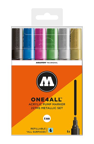 Acrylic marker One4All 227HS 4mm Wallet Metallic-Set 6 pcs.