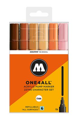 Acrylic marker One4All 227HS 4mm Wallet Character-Set 6 pcs.